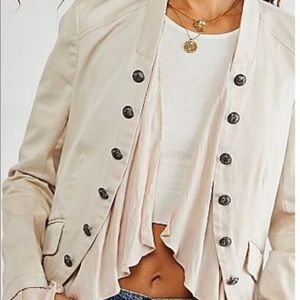 Free People New with tags Ruffle Romance Military Jacket in Cream size M.